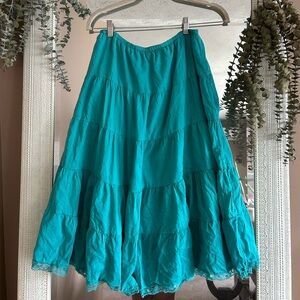 Turquoise tiered midi/maxi skirt